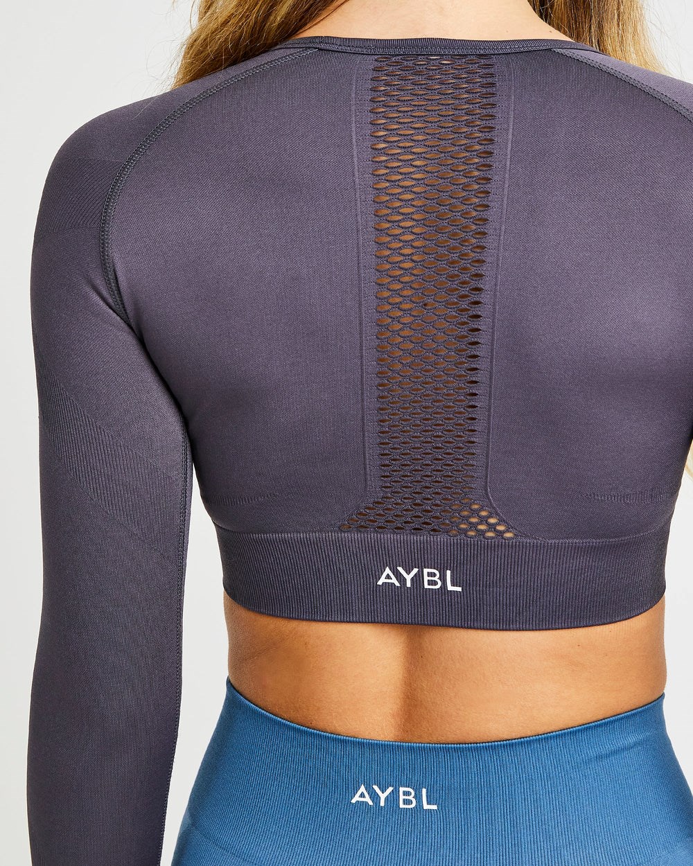 AYBL Reform Seamless Long Sleeve Crop Top Charcoal | 7521604-DL