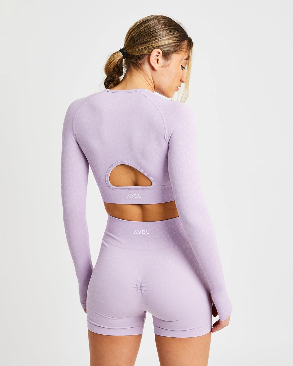 AYBL Evolve Speckle Seamless Long Sleeve Crop Top Lilac | 8047125-QL