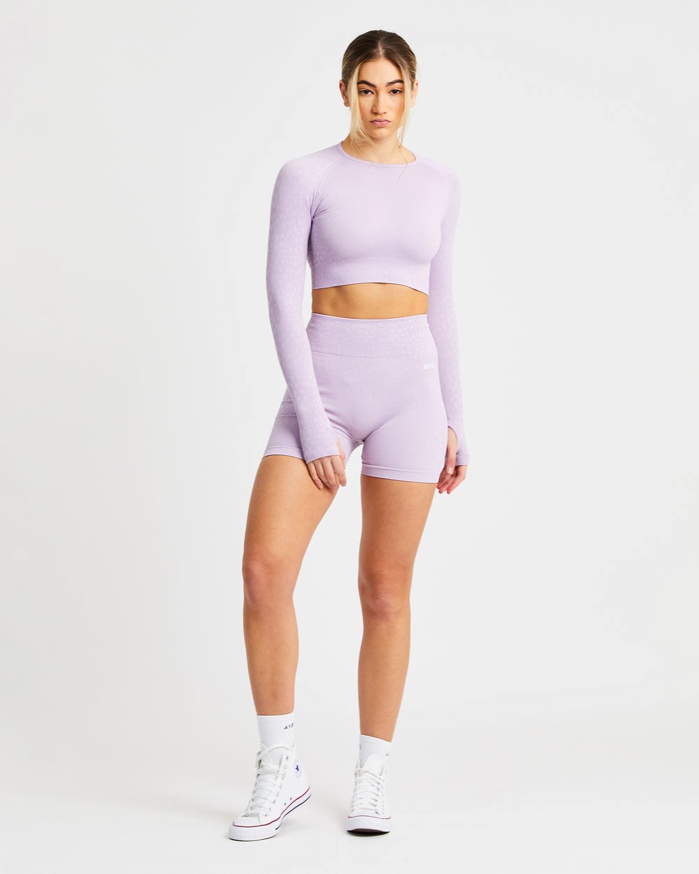 AYBL Evolve Speckle Seamless Long Sleeve Crop Top Lilac | 8047125-QL