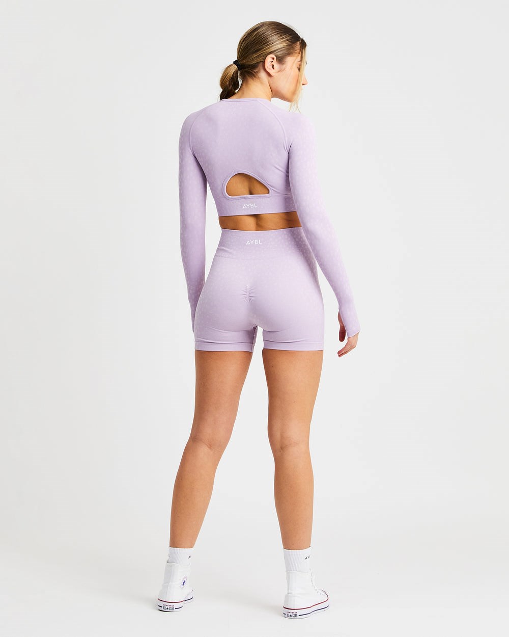 AYBL Evolve Speckle Seamless Long Sleeve Crop Top Lilac | 8047125-QL