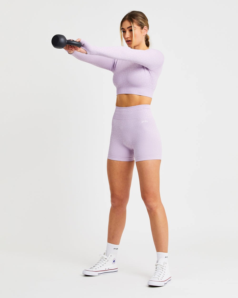 AYBL Evolve Speckle Seamless Long Sleeve Crop Top Lilac | 8047125-QL