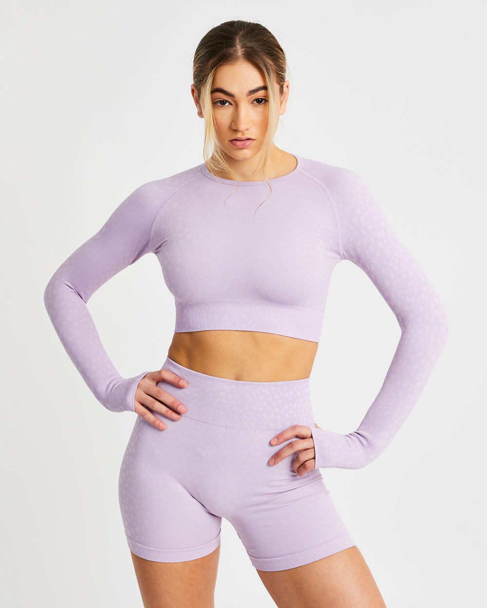 AYBL Evolve Speckle Seamless Long Sleeve Crop Top Lilac | 8047125-QL