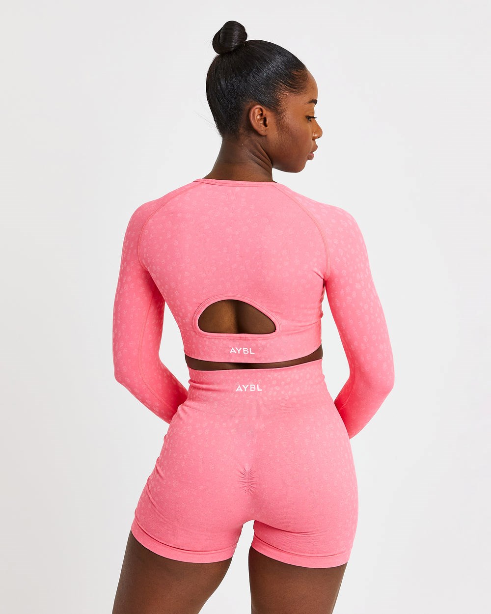 AYBL Evolve Speckle Seamless Long Sleeve Crop Top Koraal Roze | 0367895-ST