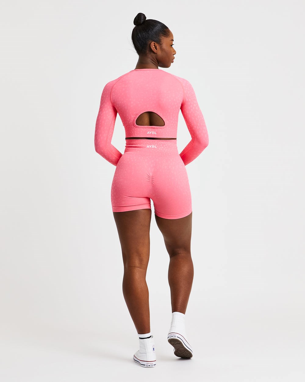 AYBL Evolve Speckle Seamless Long Sleeve Crop Top Koraal Roze | 0367895-ST