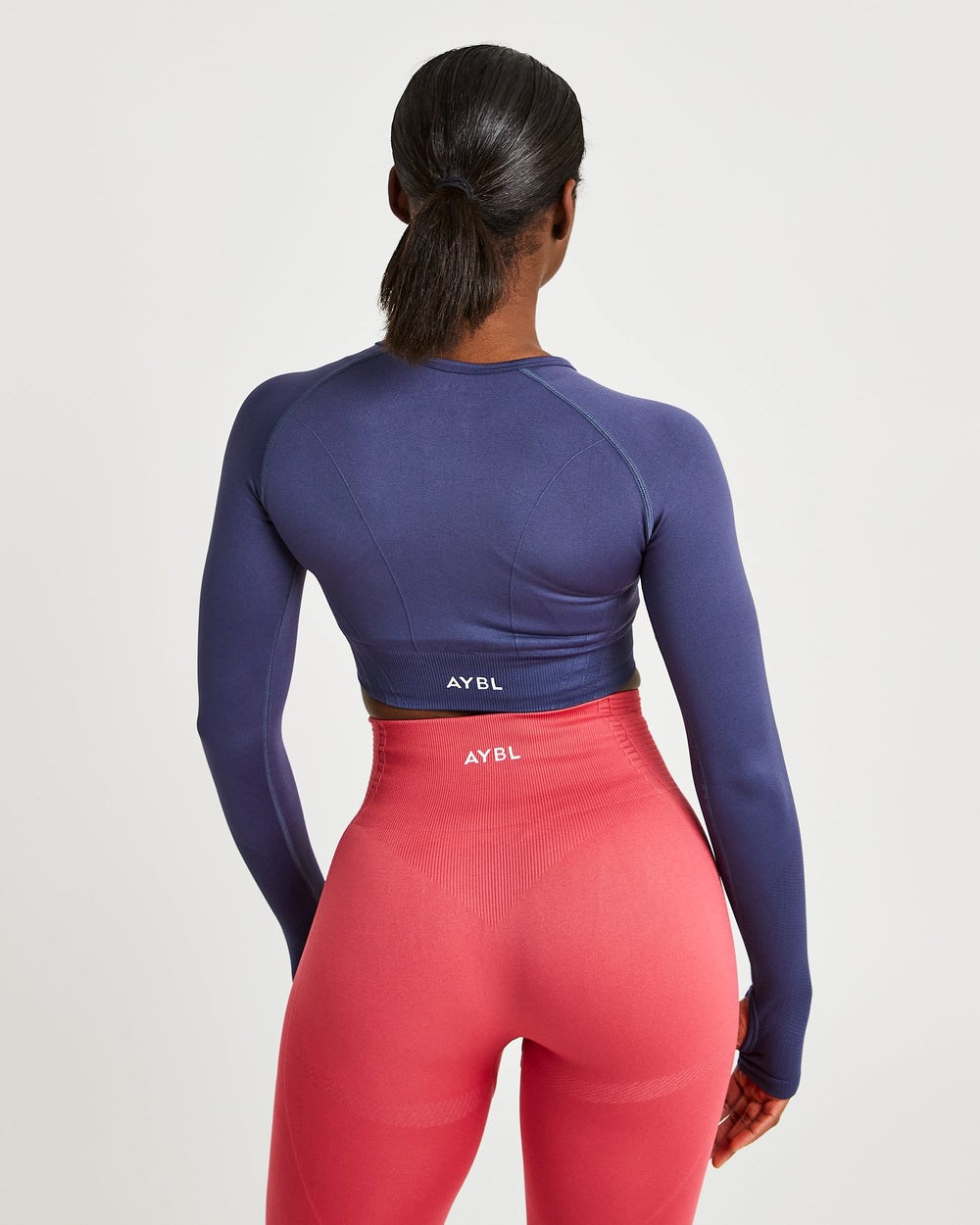 AYBL Balance V2 Seamless Long Sleeve Crop Top Donkerblauw Blauw | 1027845-FS