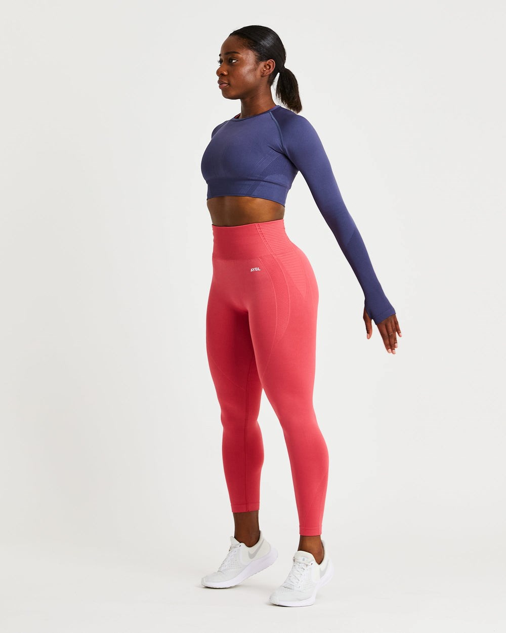 AYBL Balance V2 Seamless Long Sleeve Crop Top Donkerblauw Blauw | 1027845-FS