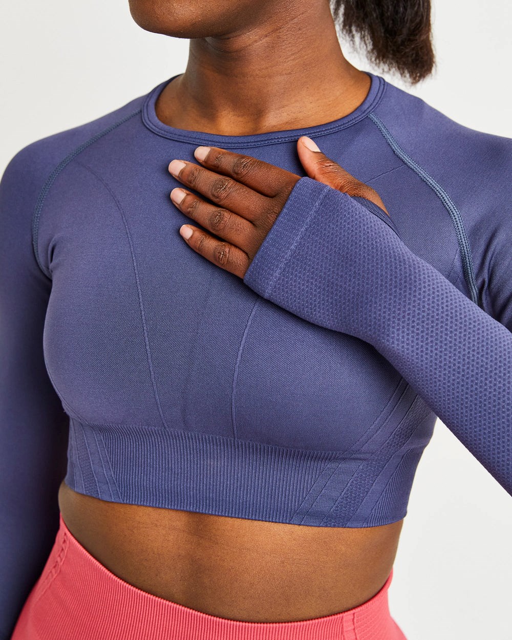 AYBL Balance V2 Seamless Long Sleeve Crop Top Donkerblauw Blauw | 1027845-FS