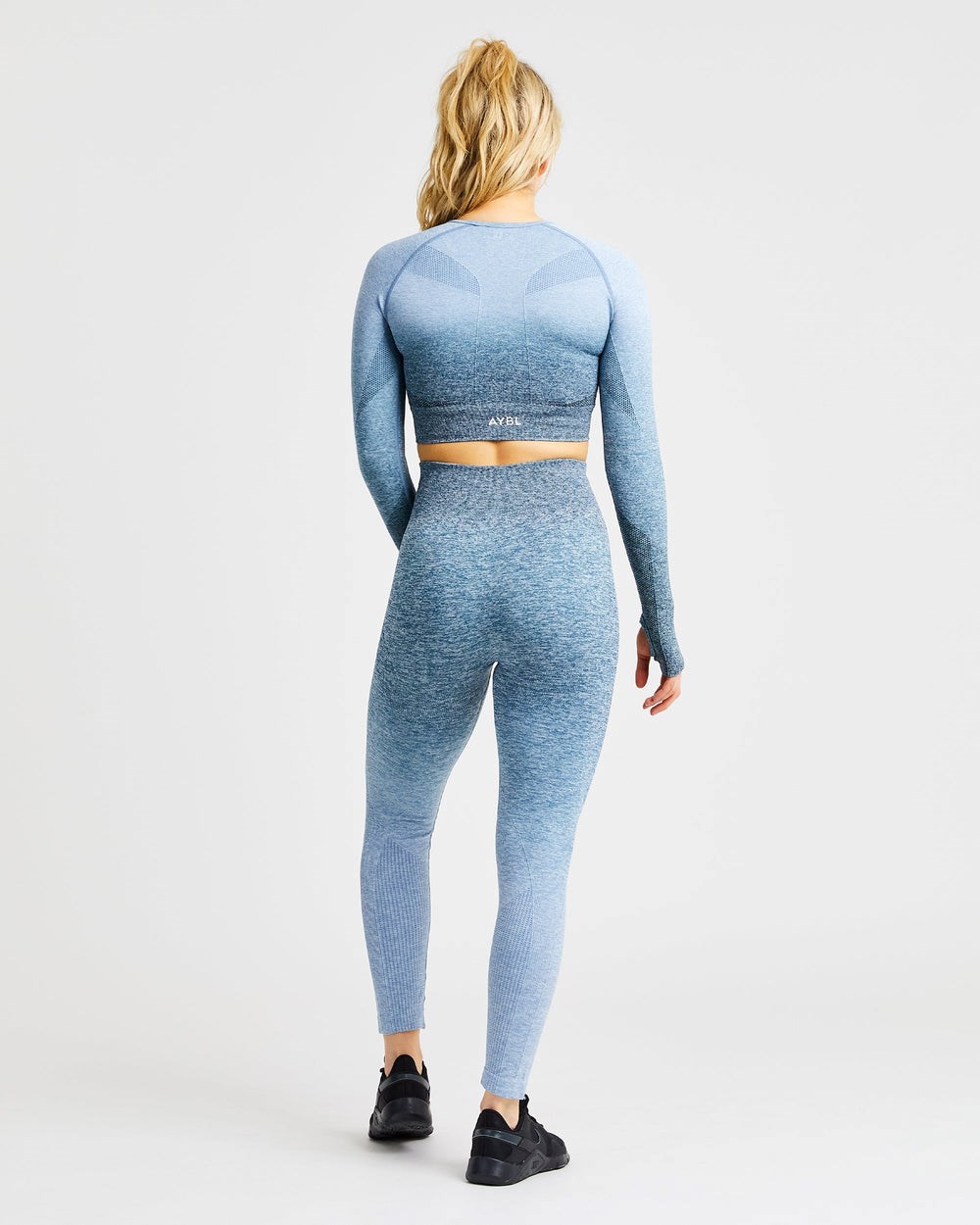 AYBL Pulse Ombré Seamless Long Sleeve Crop Top Teal | 2649578-MC