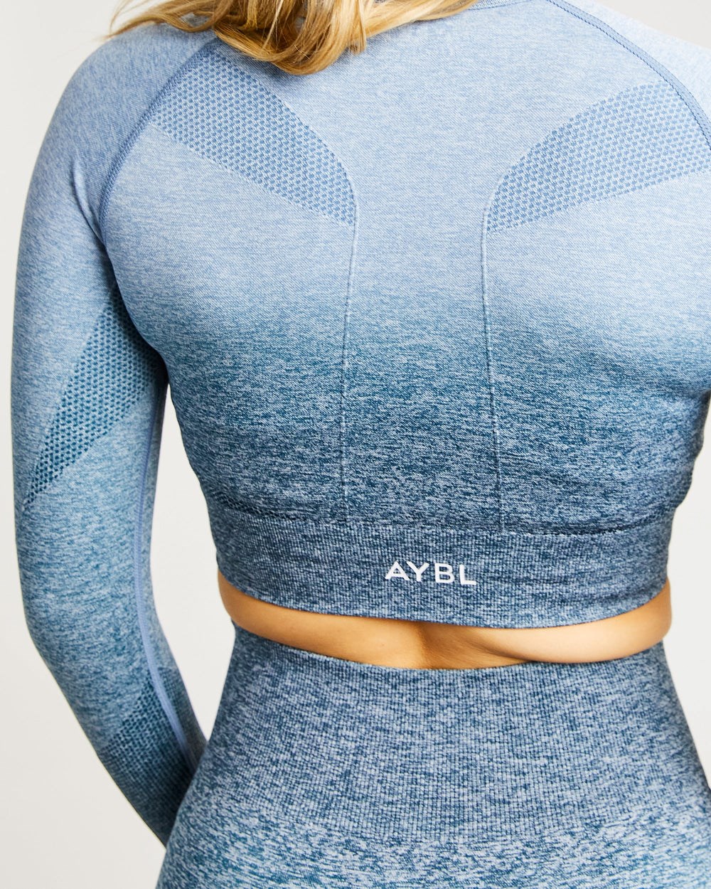 AYBL Pulse Ombré Seamless Long Sleeve Crop Top Teal | 2649578-MC