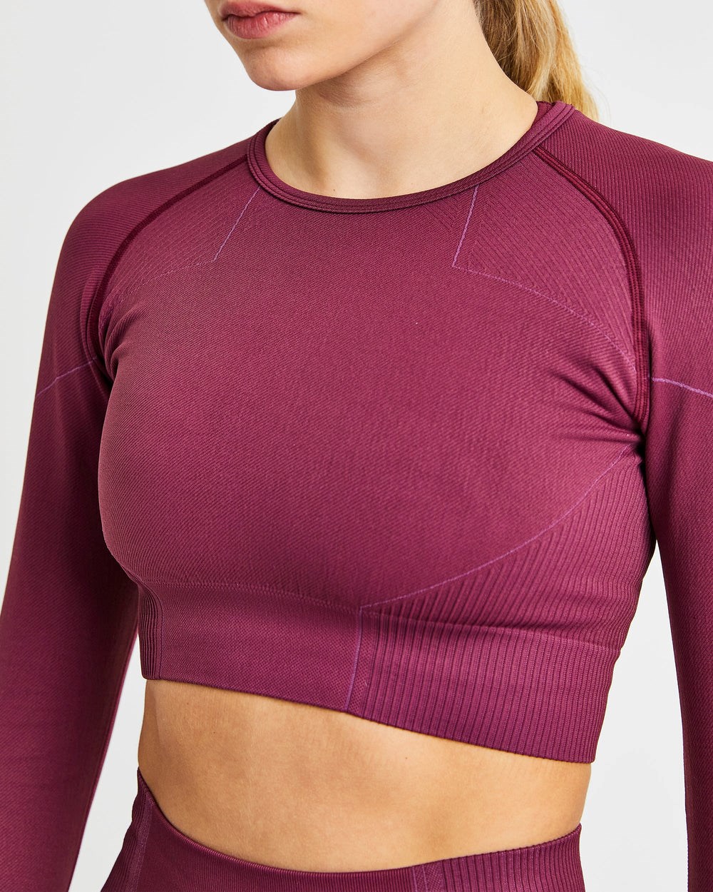 AYBL Reflex Seamless Long Sleeve Crop Top Plum | 8029714-WF