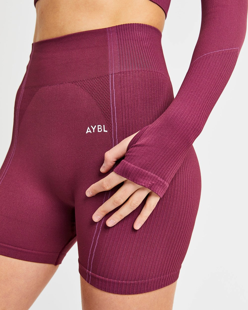 AYBL Reflex Seamless Long Sleeve Crop Top Plum | 8029714-WF