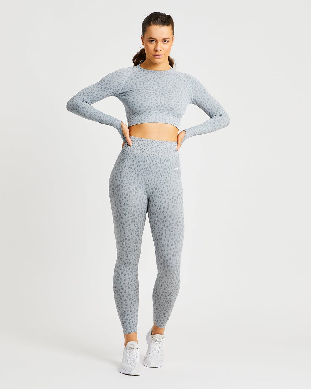 AYBL Evolve Speckle Seamless Long Sleeve Crop Top Lichtgrijs | 6415938-ZI