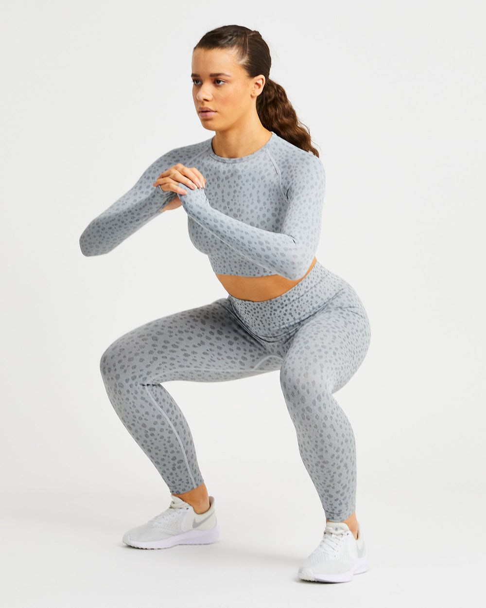 AYBL Evolve Speckle Seamless Long Sleeve Crop Top Lichtgrijs | 6415938-ZI