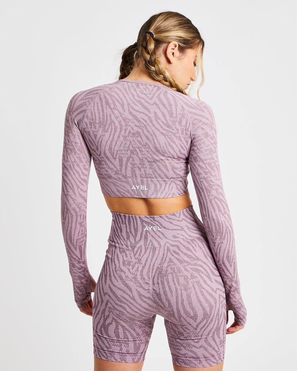 AYBL Evolve Animal Seamless Long Sleeve Crop Top Mauve Lilac | 5198630-BT