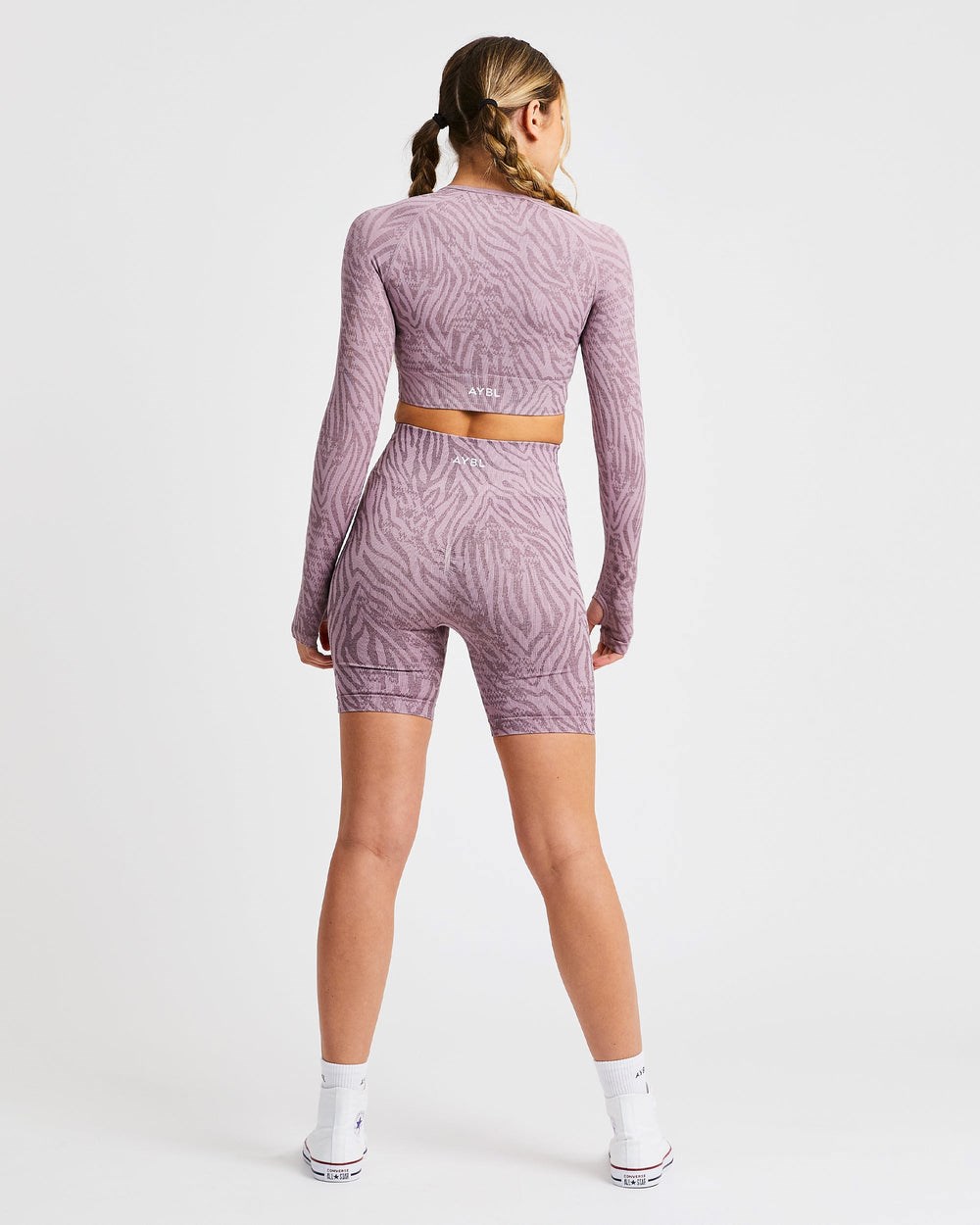 AYBL Evolve Animal Seamless Long Sleeve Crop Top Mauve Lilac | 5198630-BT