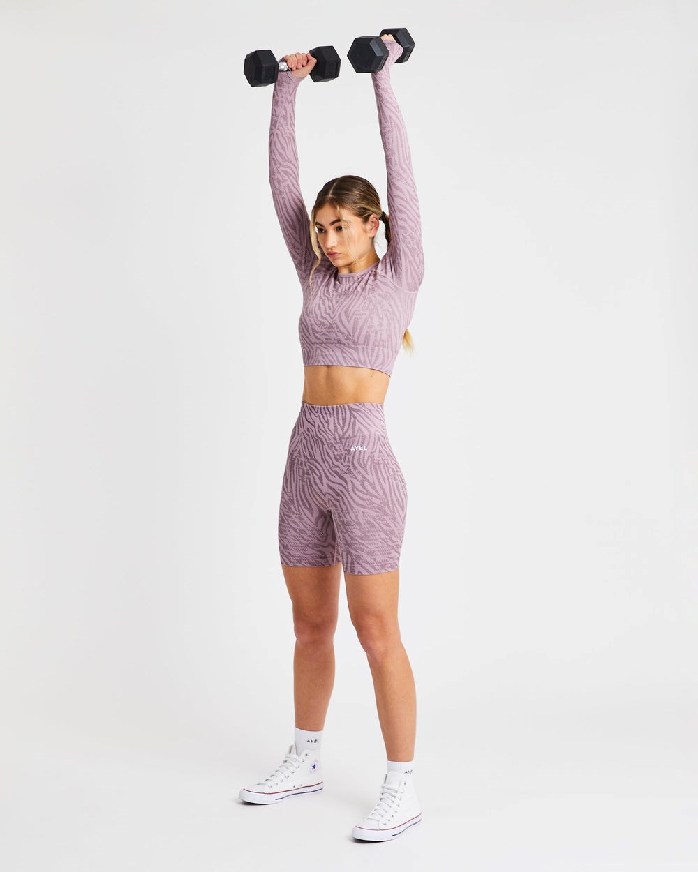 AYBL Evolve Animal Seamless Long Sleeve Crop Top Mauve Lilac | 5198630-BT