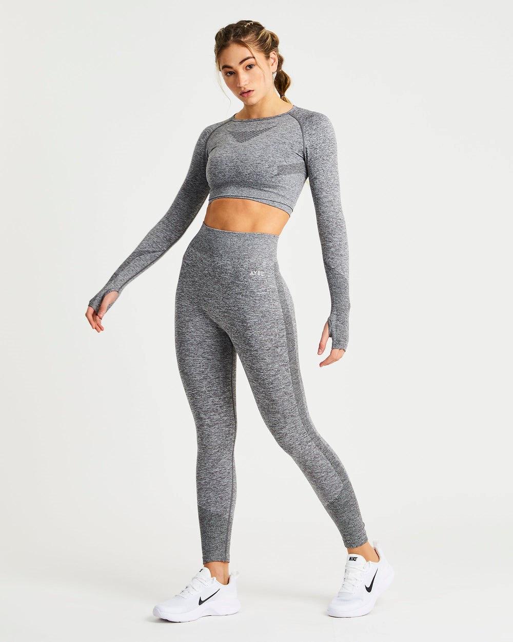 AYBL Motion Seamless Long Sleeve Crop Top Grijs | 9735246-NK