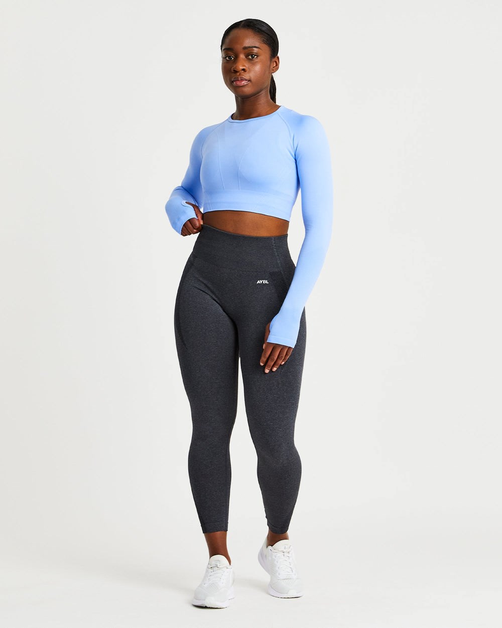 AYBL Balance V2 Seamless Long Sleeve Crop Top Blauw | 9025431-RT