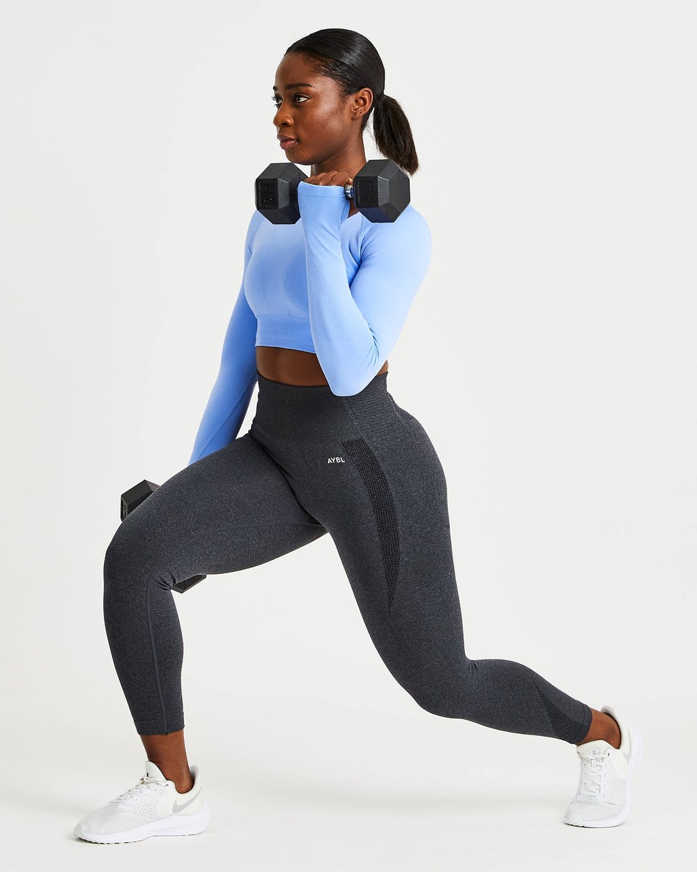 AYBL Balance V2 Seamless Long Sleeve Crop Top Blauw | 9025431-RT