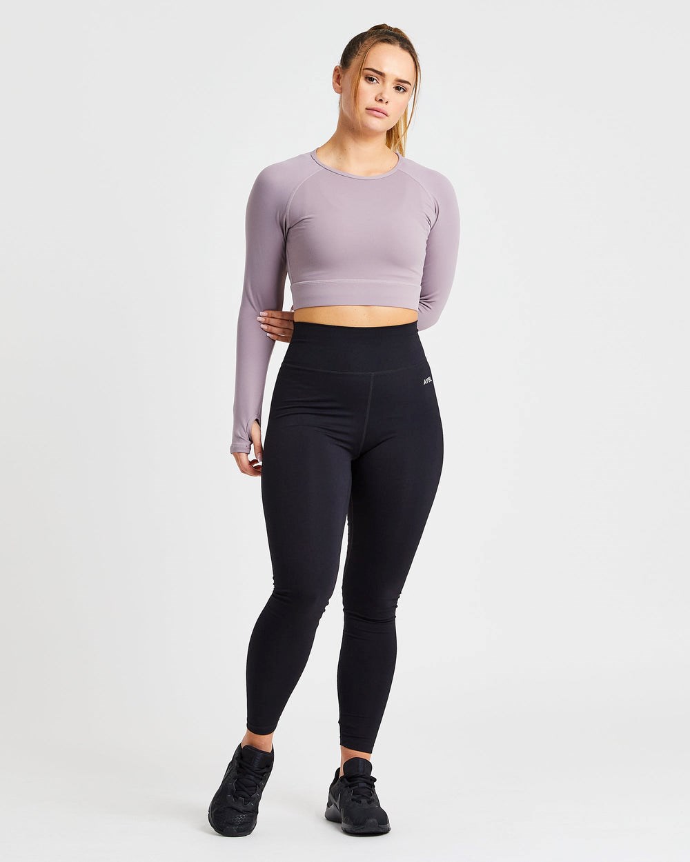 AYBL Core Long Sleeve Crop Top Lavendel | 4328576-YJ