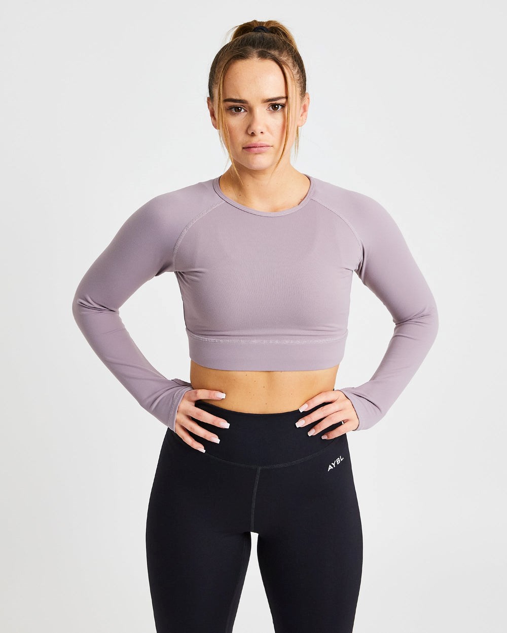 AYBL Core Long Sleeve Crop Top Lavendel | 4328576-YJ