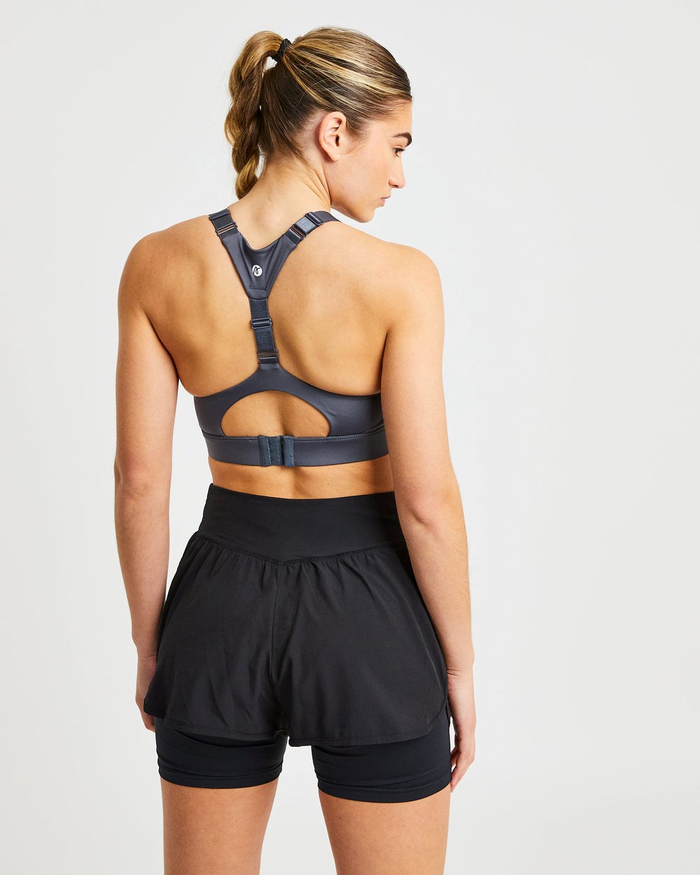 AYBL Sportive Open Back Sports Bra Charcoal | 7819205-JS