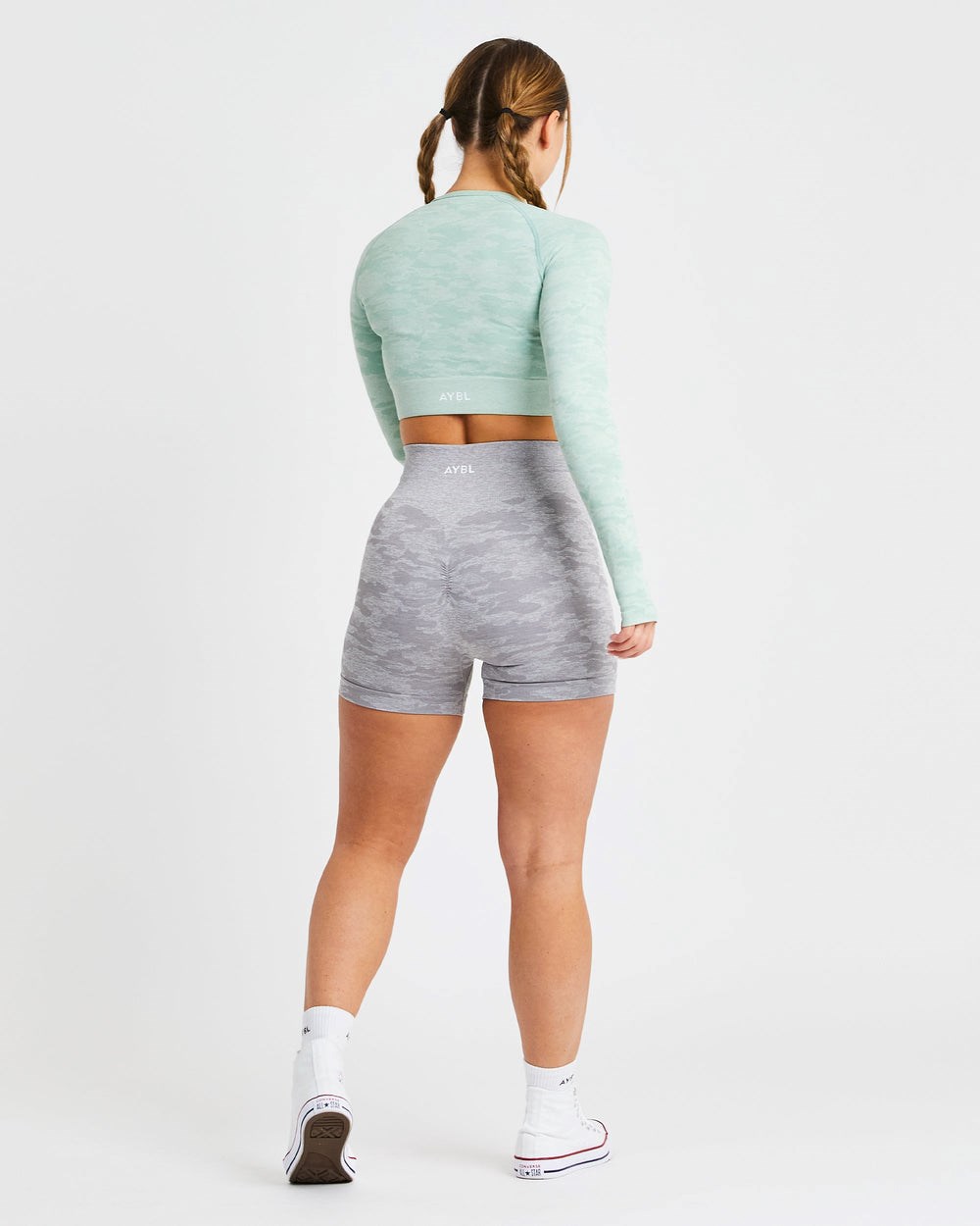 AYBL Evolve Camo Seamless Long Sleeve Crop Top Groen | 6418293-TB