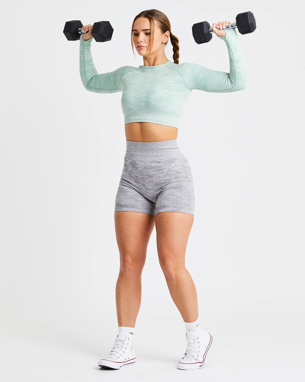 AYBL Evolve Camo Seamless Long Sleeve Crop Top Groen | 6418293-TB