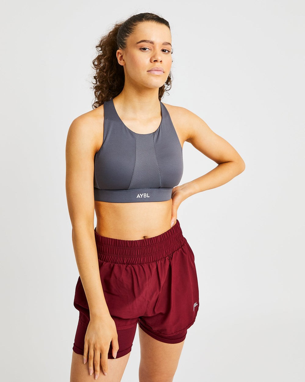 AYBL Sportive High Neck Sports Bra Charcoal | 7934061-UX