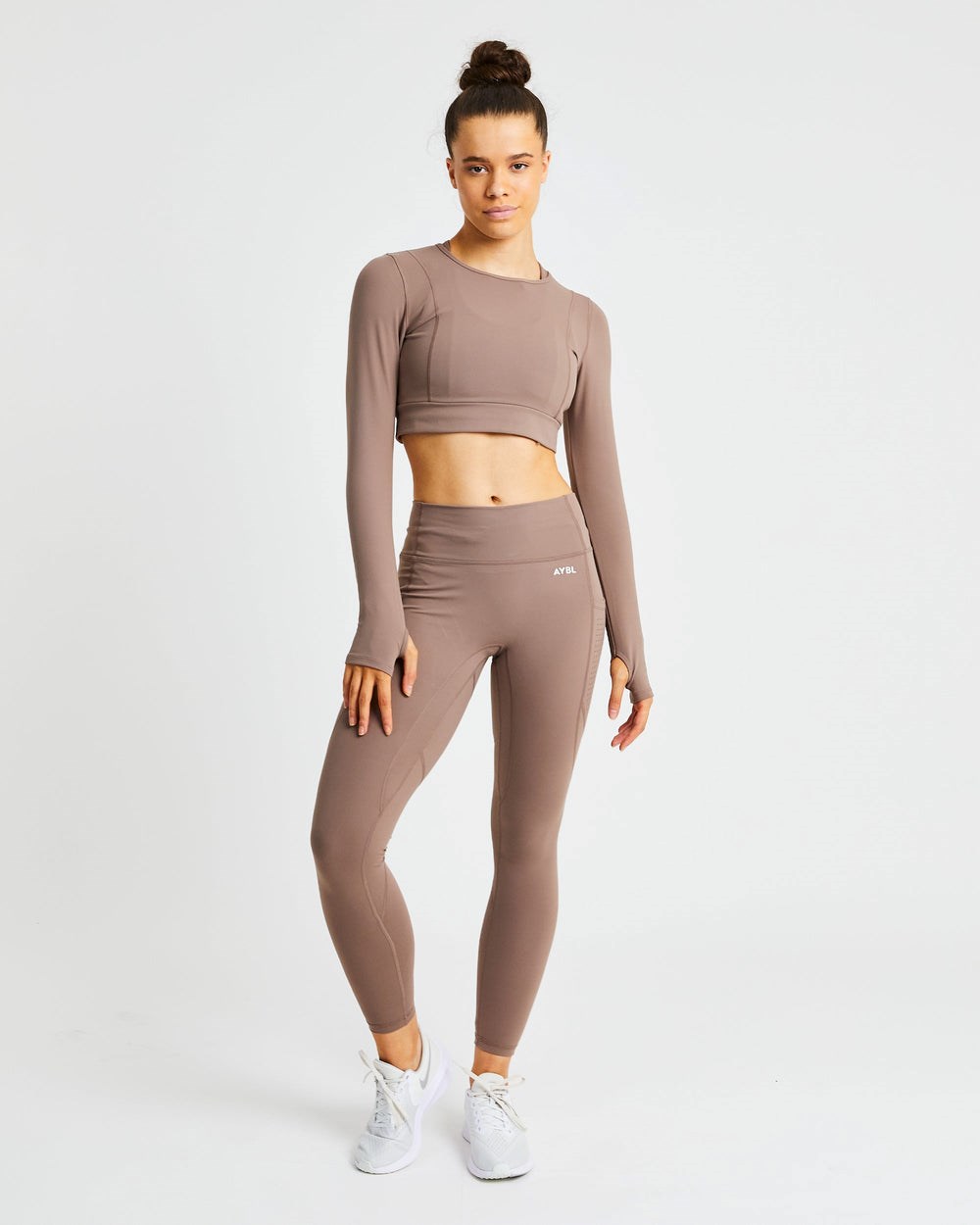 AYBL Pace Long Sleeve Crop Top Bruin | 8437516-PY