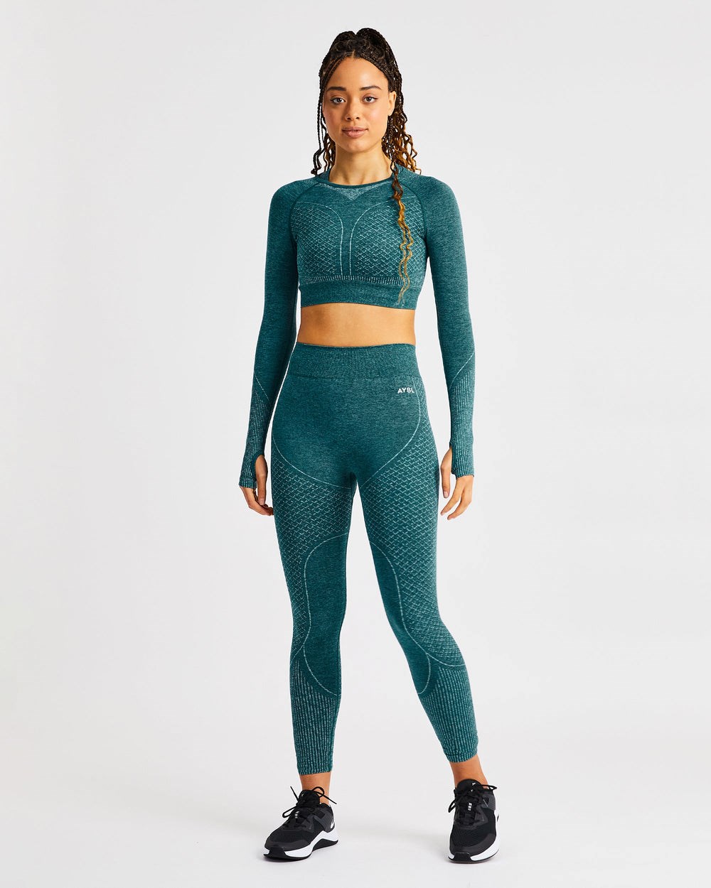 AYBL Impact Seamless Long Sleeve Crop Top Groen | 3189065-MN