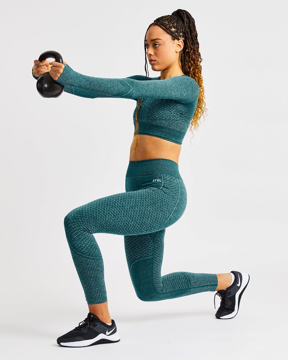 AYBL Impact Seamless Long Sleeve Crop Top Groen | 3189065-MN