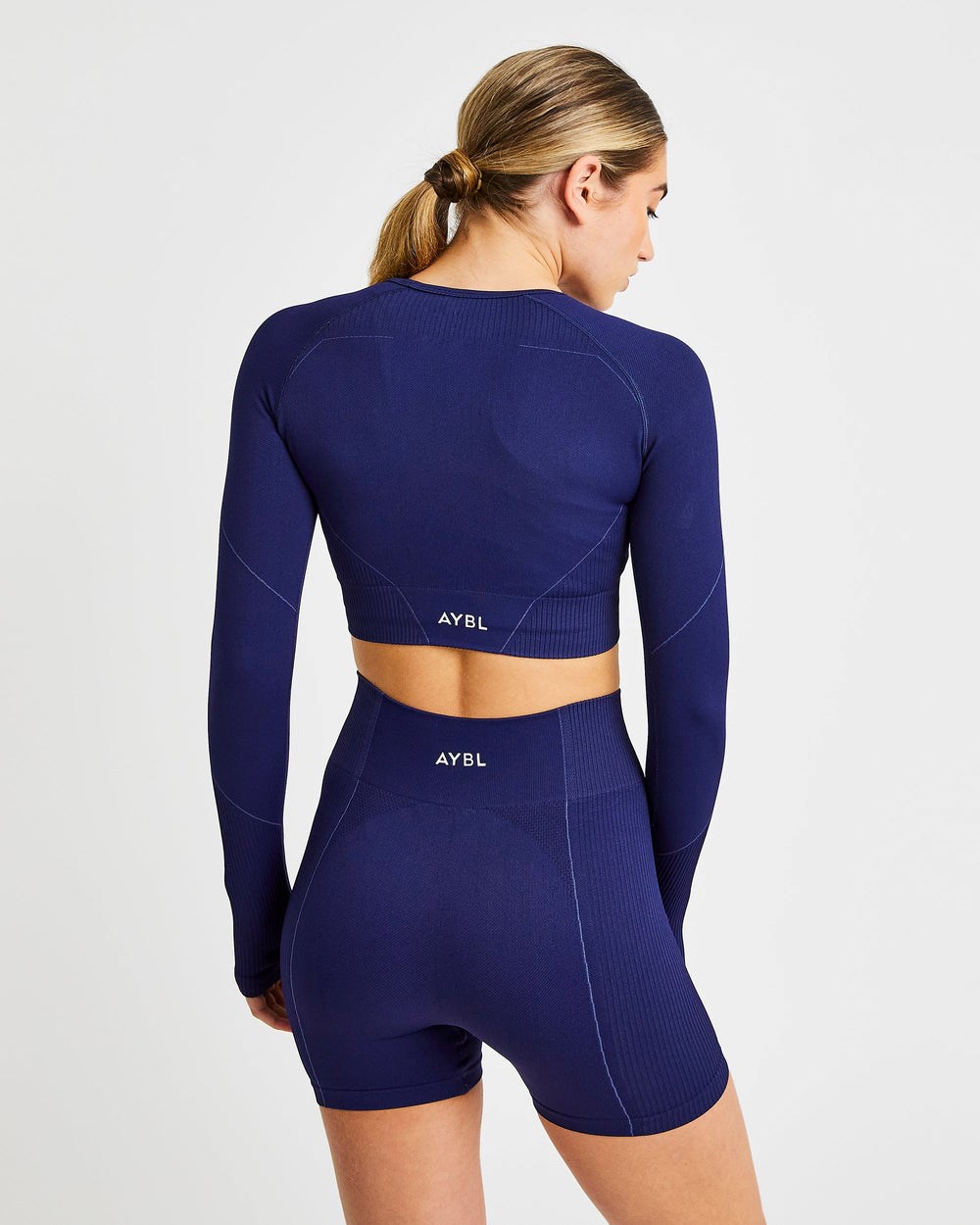 AYBL Reflex Seamless Long Sleeve Crop Top Koningsblauw Blauw | 4758362-TQ