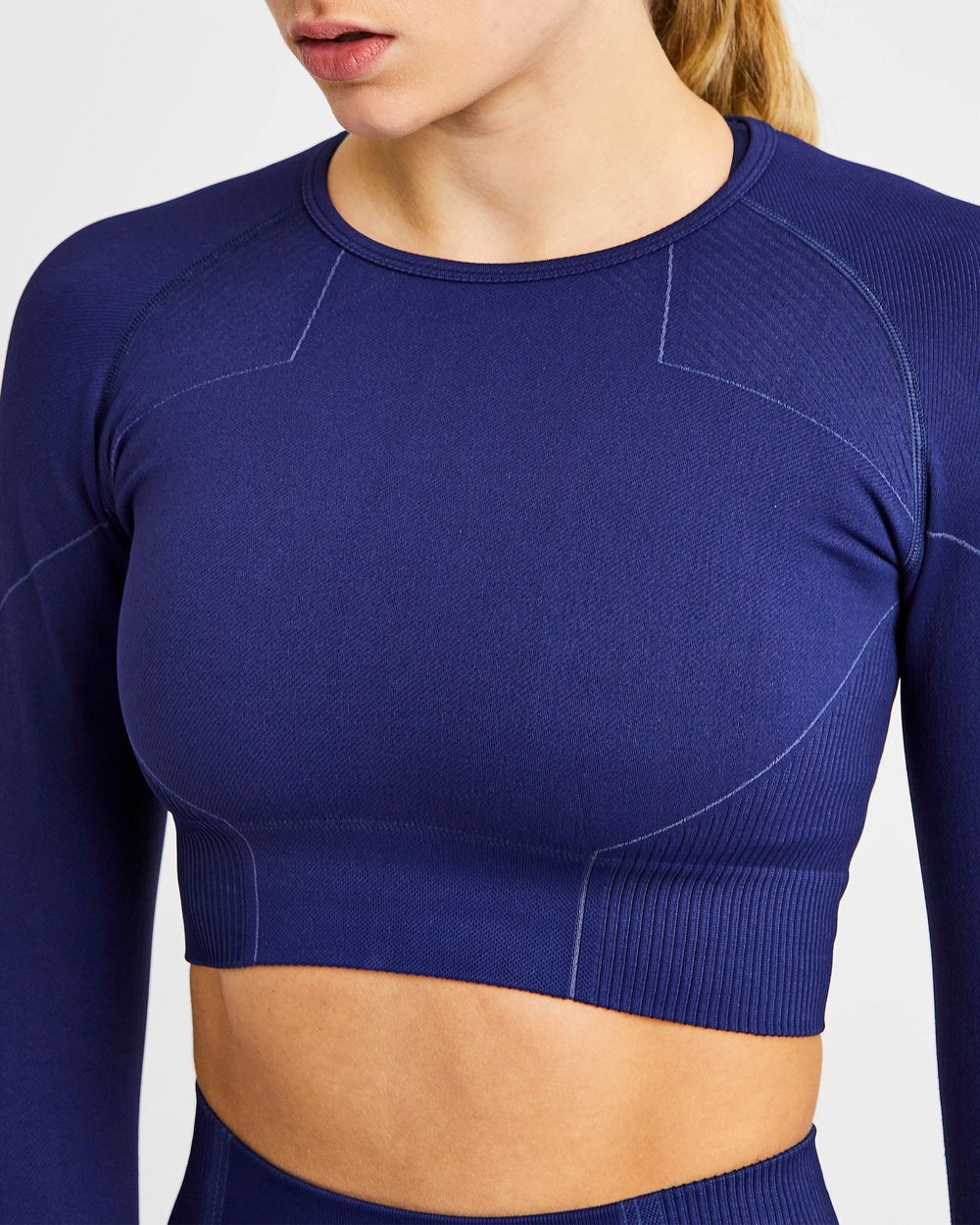 AYBL Reflex Seamless Long Sleeve Crop Top Koningsblauw Blauw | 4758362-TQ