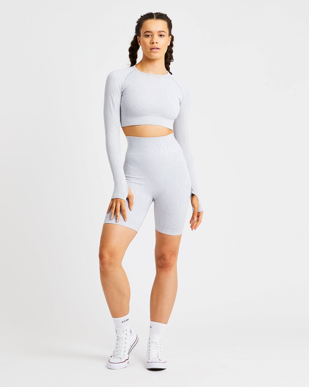 AYBL Evolve Animal Seamless Long Sleeve Crop Top Lichtgrijs | 3968210-LT