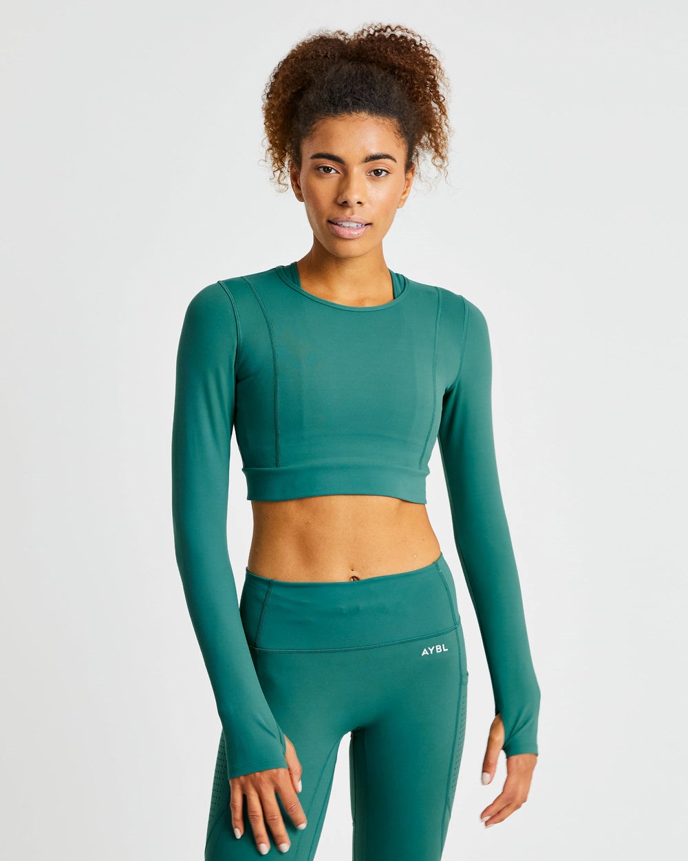 AYBL Pace Long Sleeve Crop Top Diepgroen | 2813697-DT