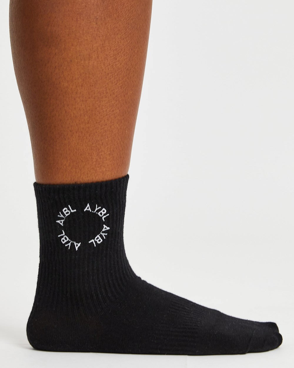 AYBL Everyday Embroidered Crew Socks (3 Pack) Zwart | 3769218-AZ