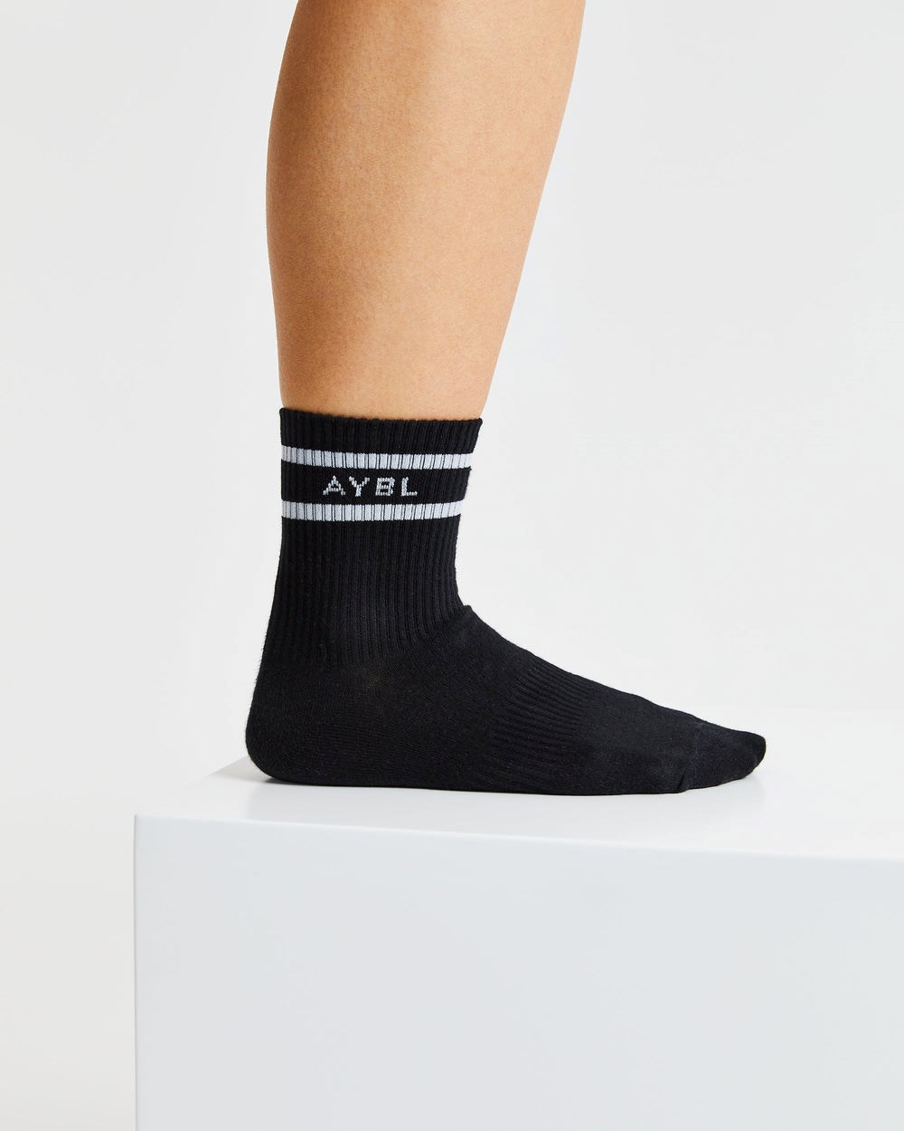 AYBL Everyday Double Stripe Crew Socks (3 Pack) Zwart | 9126784-WQ