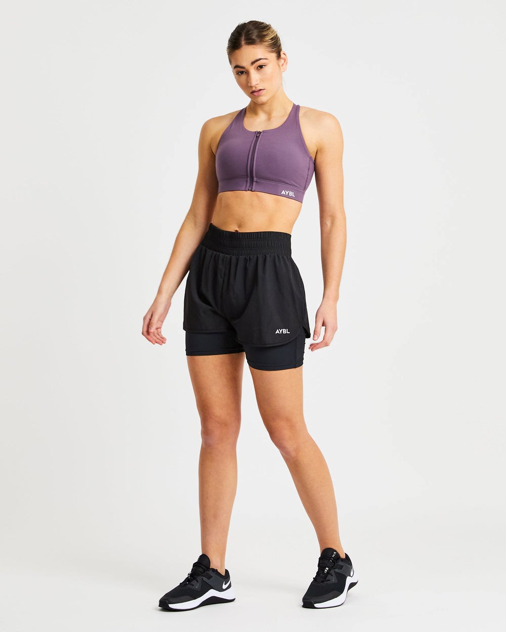 AYBL Sportive Zip Up Sports Bra Paars | 0719524-NV