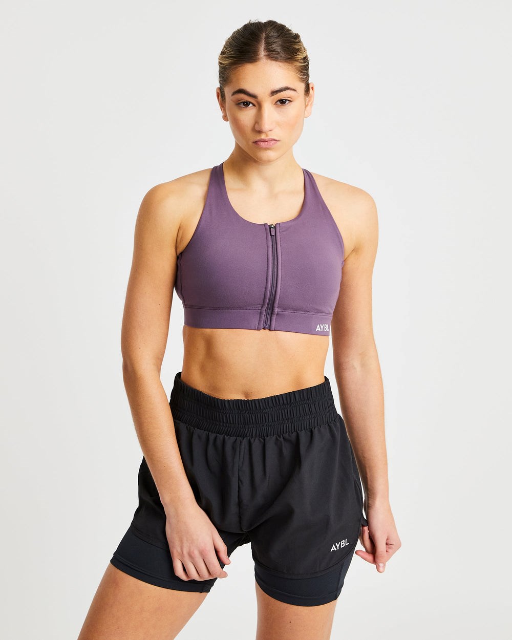 AYBL Sportive Zip Up Sports Bra Paars | 0719524-NV