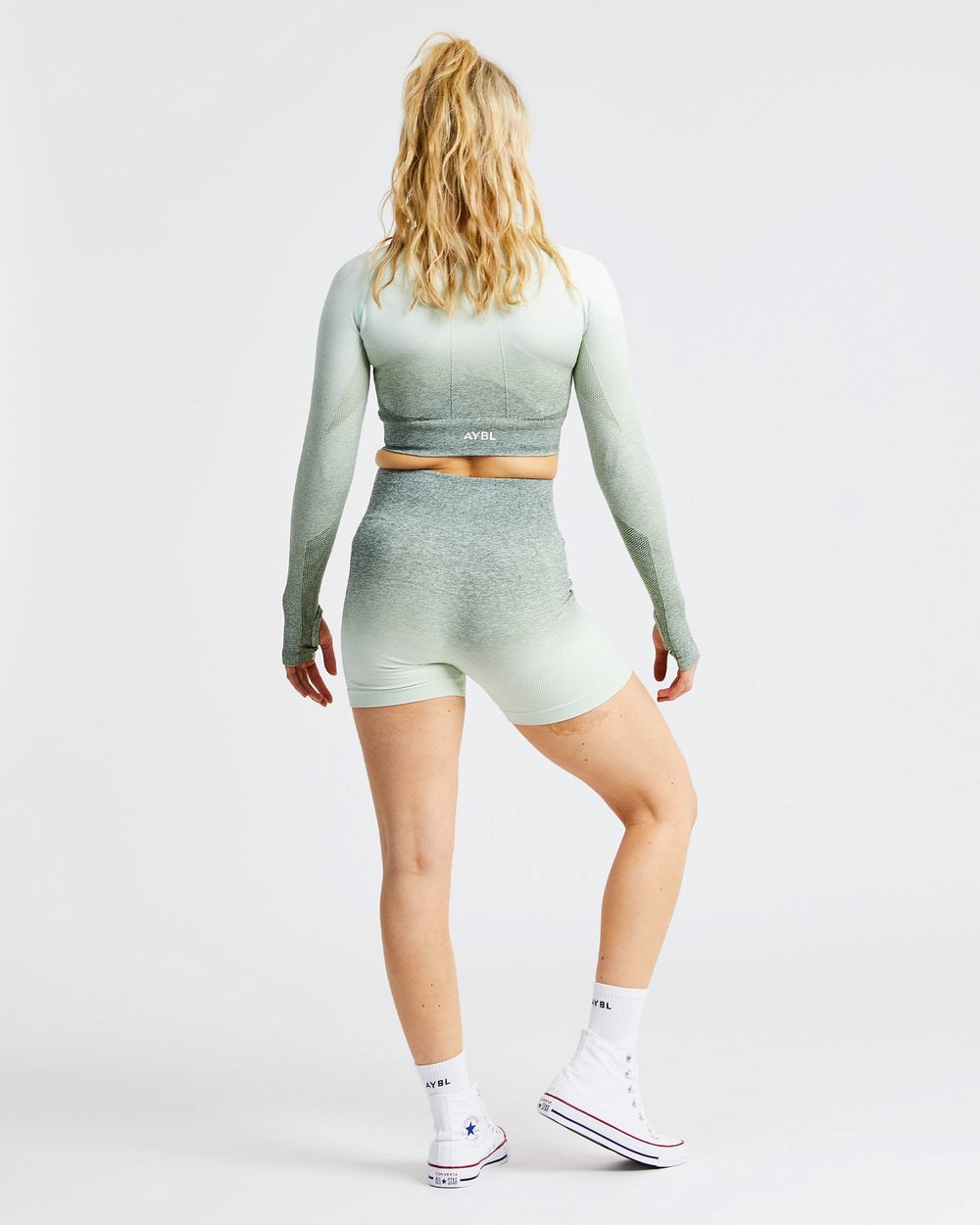 AYBL Pulse Ombré Seamless Long Sleeve Crop Top Khaki | 5746123-QK