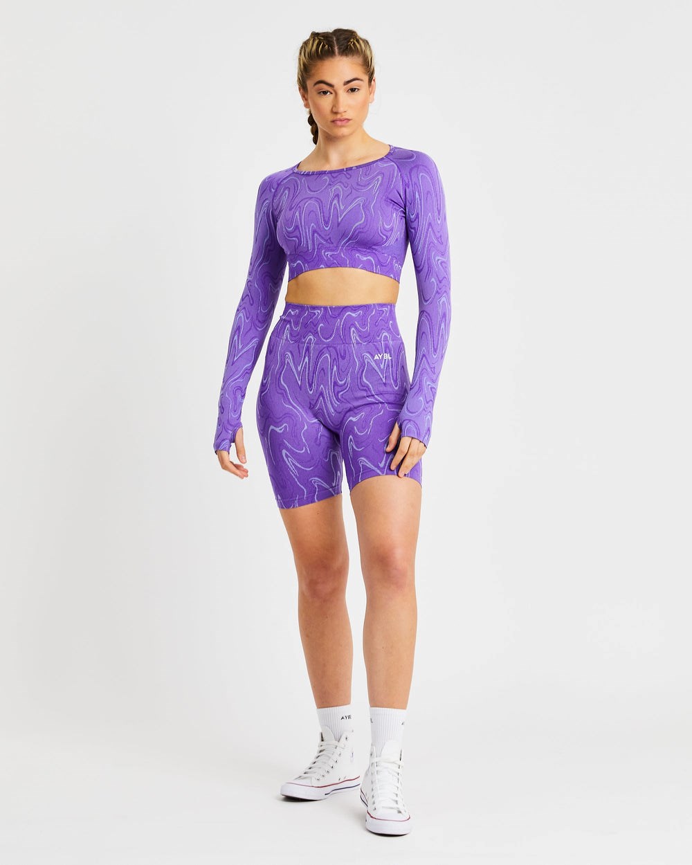 AYBL Velocity Seamless Long Sleeve Crop Top Paars | 9218456-ON