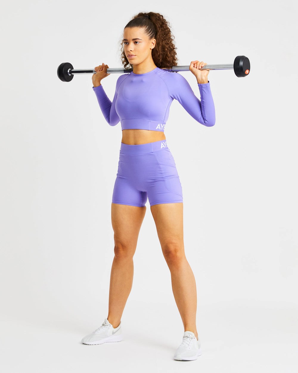 AYBL Training Long Sleeve Crop Top Paars | 7628549-ZG