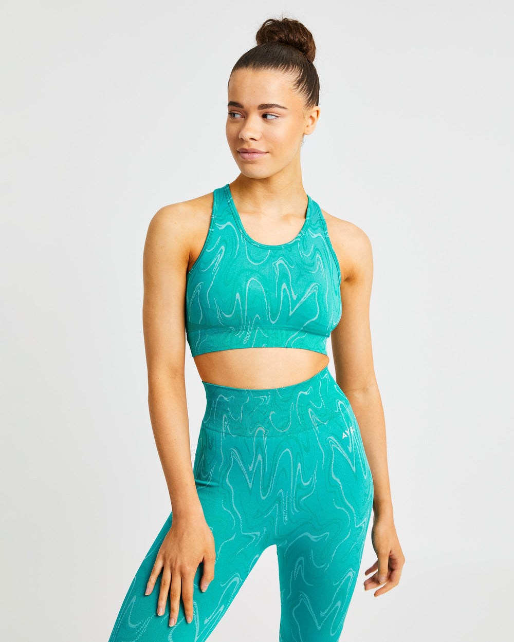 AYBL Velocity Seamless Sports Bra Turquoise | 9327084-VF