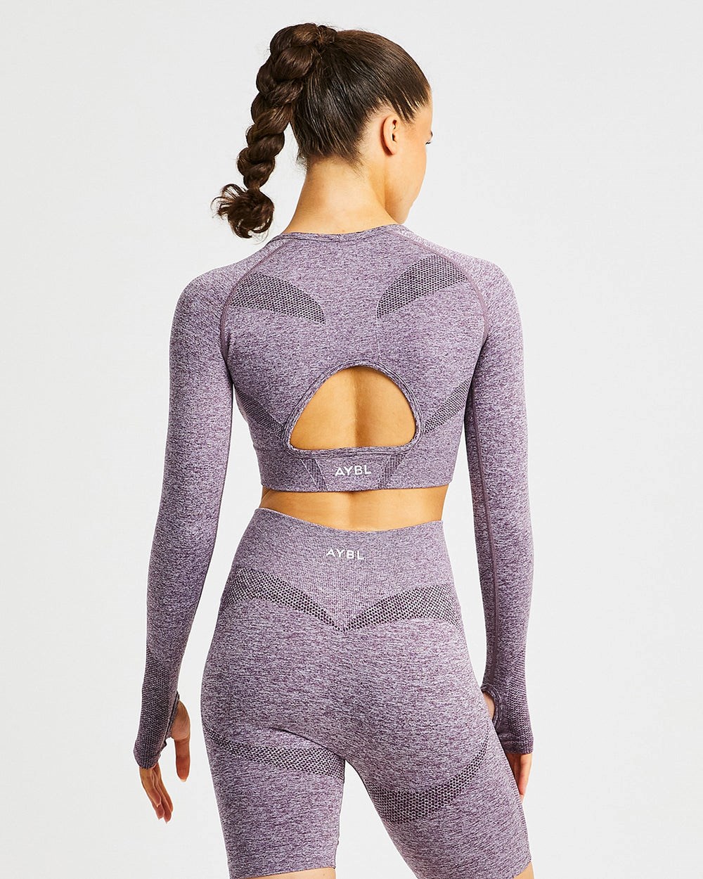 AYBL Motion Seamless Long Sleeve Crop Top Paars | 8365294-IV