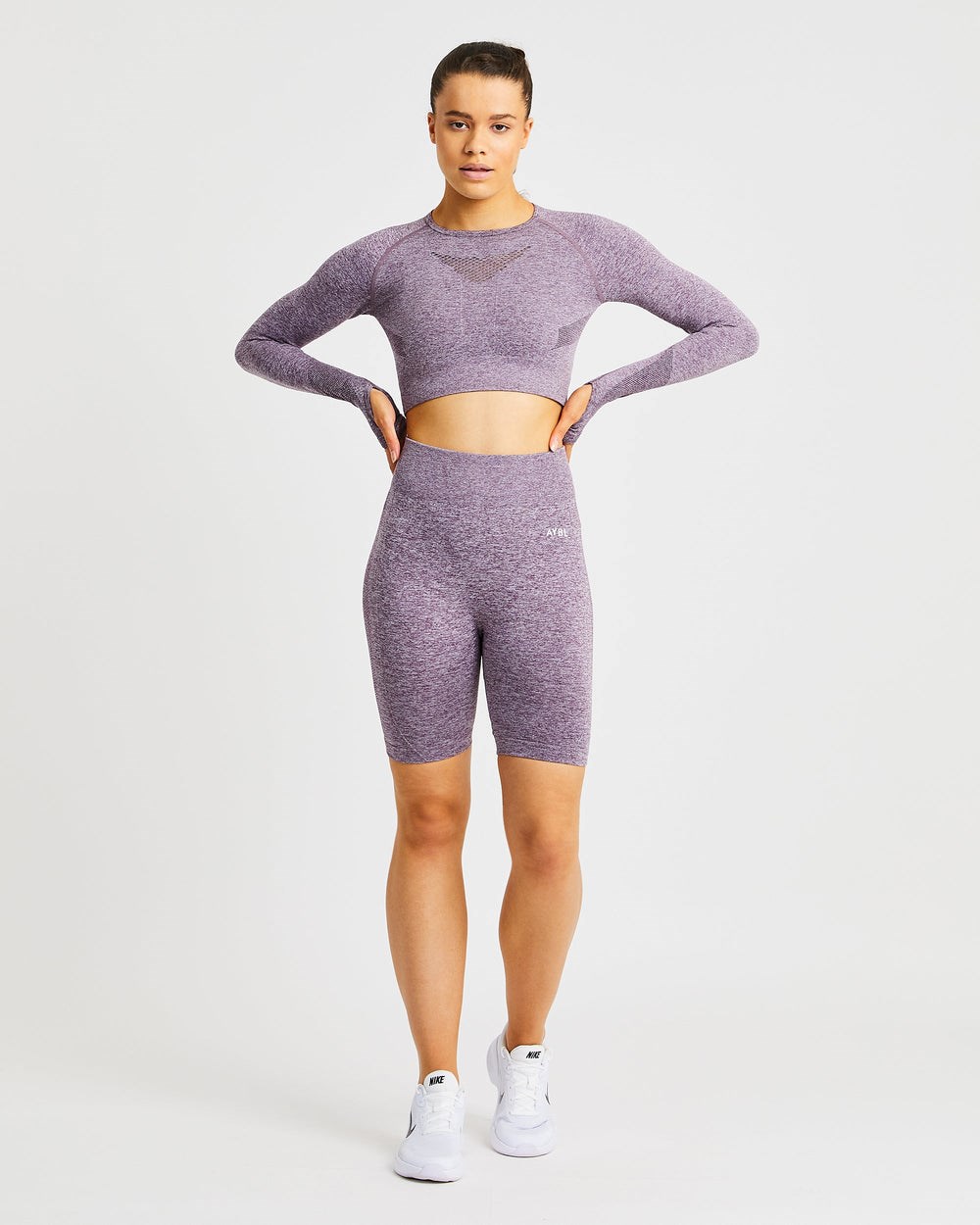 AYBL Motion Seamless Long Sleeve Crop Top Paars | 8365294-IV