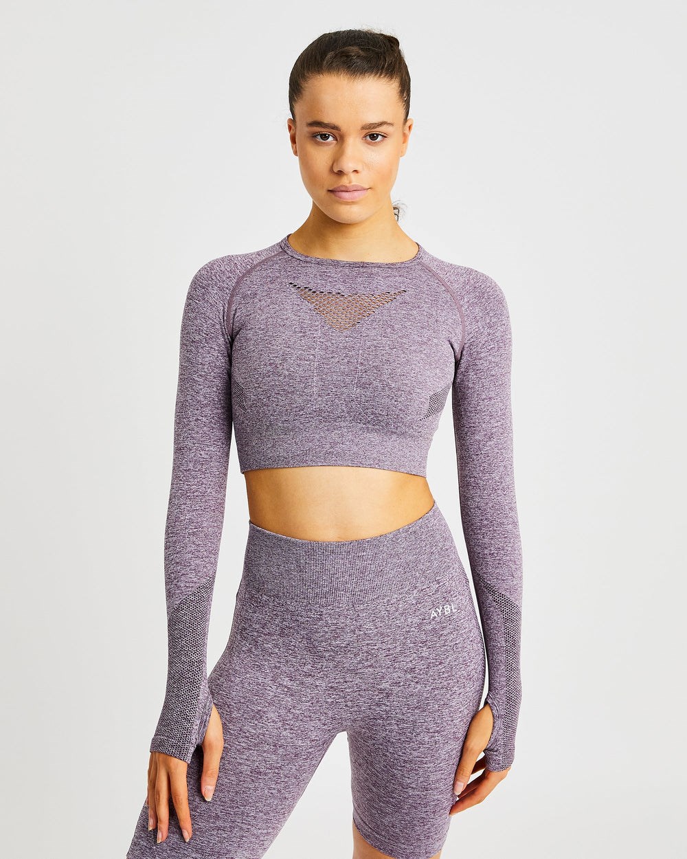 AYBL Motion Seamless Long Sleeve Crop Top Paars | 8365294-IV