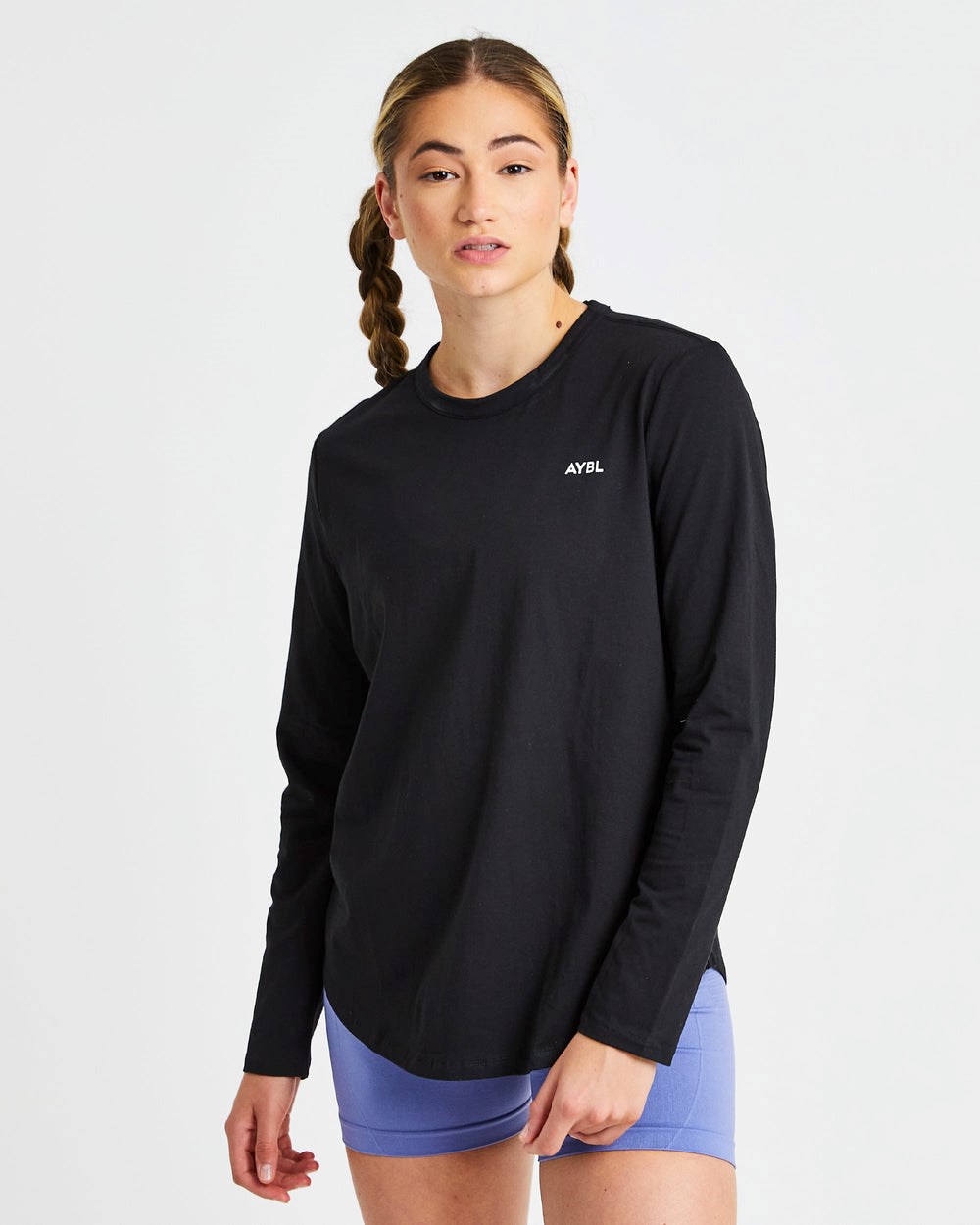 AYBL Everyday Oversized Long Sleeve T Shirt Zwart | 5491287-IS