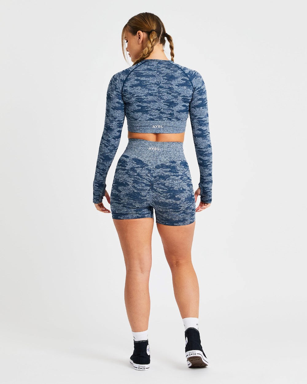 AYBL Evolve Camo Seamless Long Sleeve Crop Top Teal | 6917250-SC