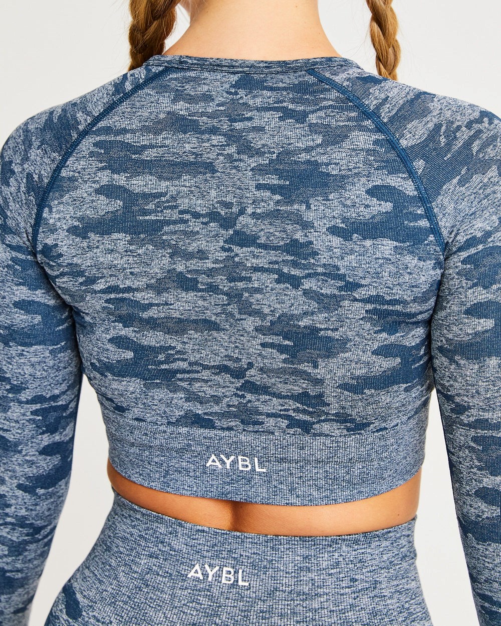 AYBL Evolve Camo Seamless Long Sleeve Crop Top Teal | 6917250-SC